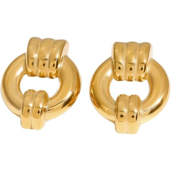 Gold Loop Statement Earrings for Women - Bold Modern Dangle Jewelry